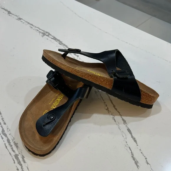 Birkenstock Gizeh Birko-Flor Slide Black Sandals size 37 EU/ 6.5 US - Picture 12 of 15